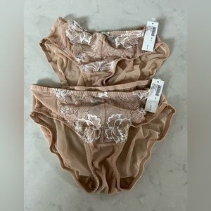 Soma Intimates Sheer Nude Panty (set of two) NWT Size Small Rose Lace Hipster